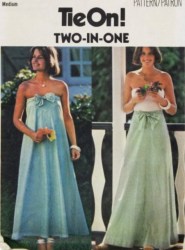 4843 FLARE BK WRAP LONG TIE SKIRT/STRAPLSS DRESS PATTERN M,LG